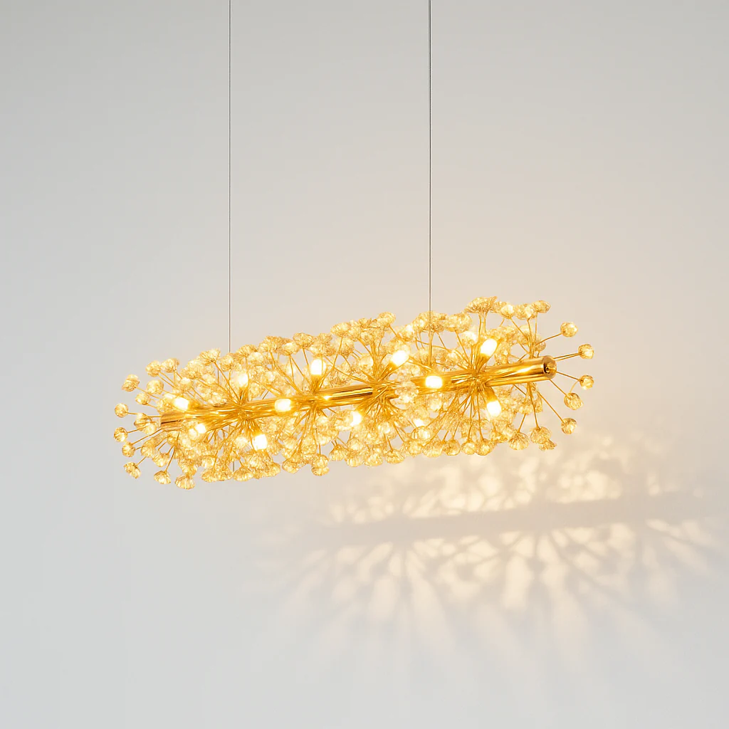 Luminária Pendente Moderno Minimalista Vidro Metal Linear Dourado Konuí
