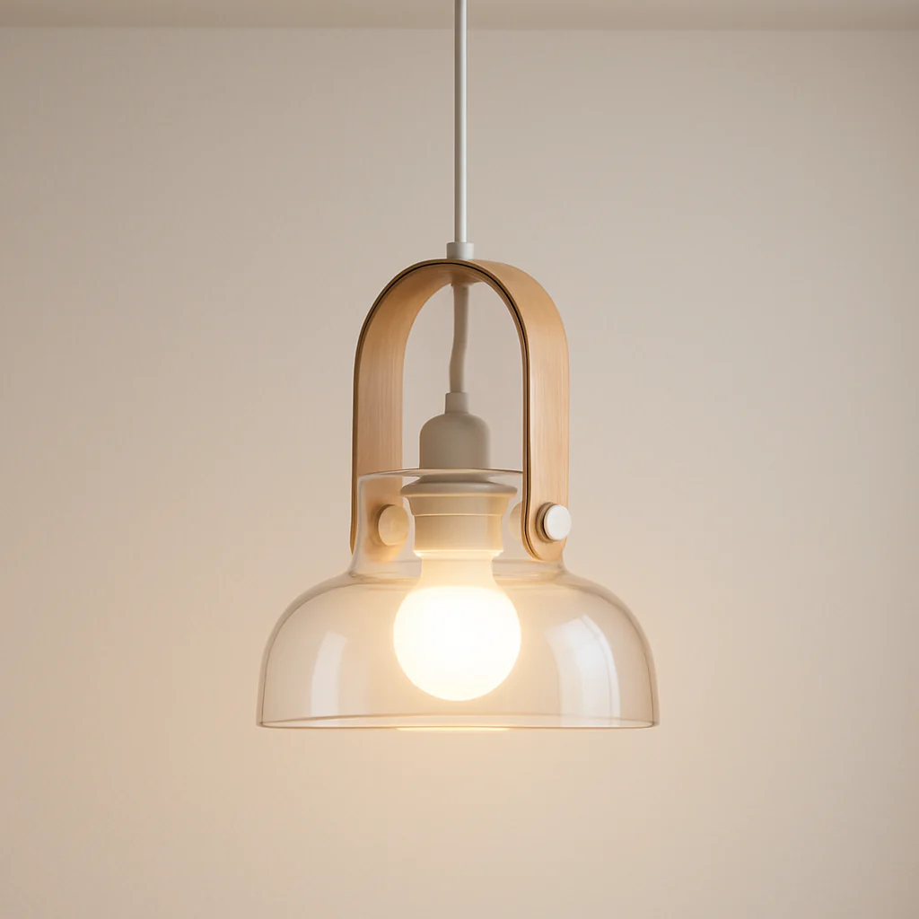 Luminária Pendente Moderno Minimalista Vidro Madeira Carvalho Sot - Image 2