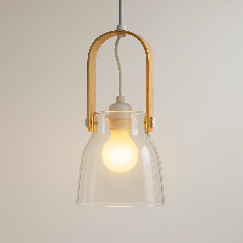Luminária Pendente Moderno Minimalista Vidro Madeira Carvalho Sot - Image 3