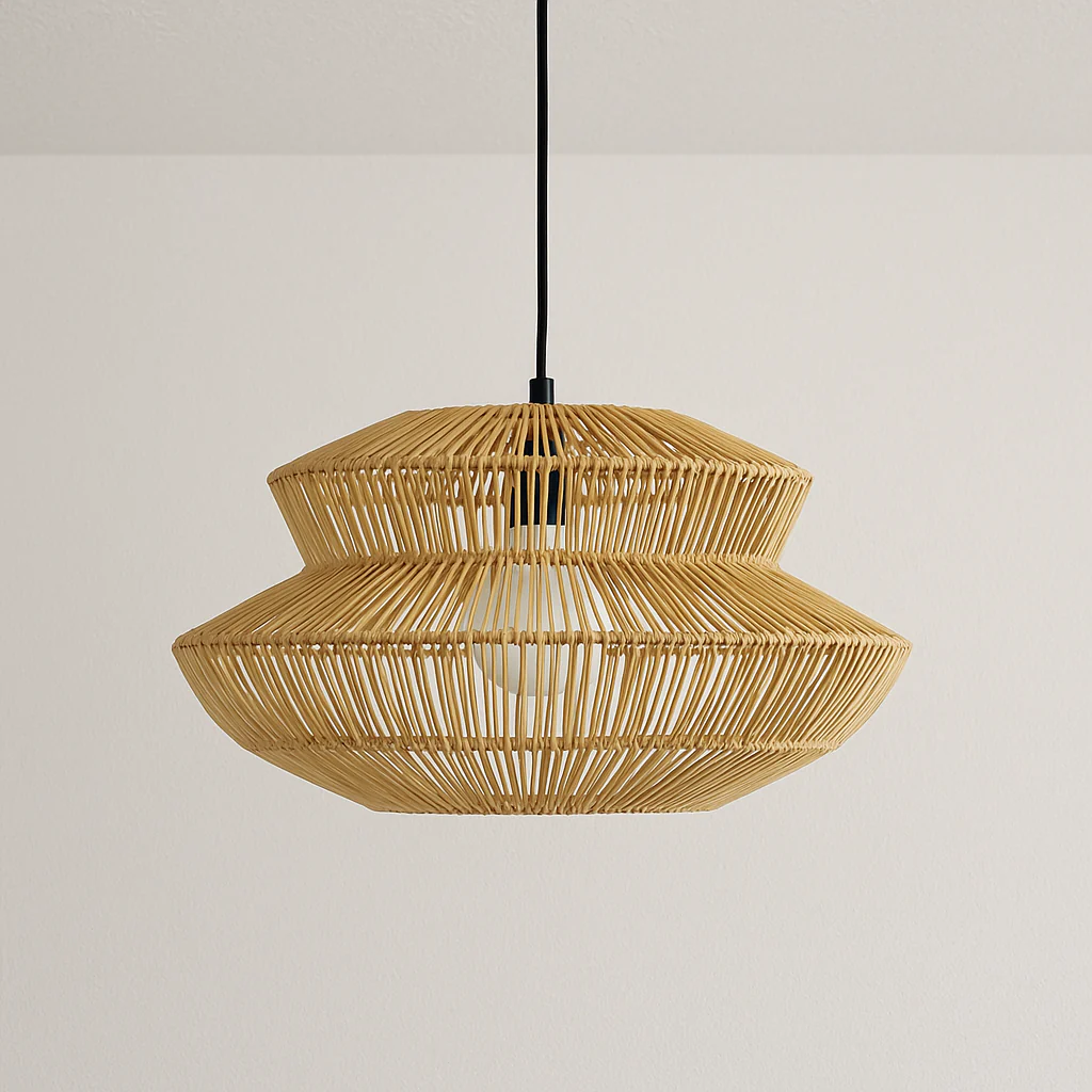 Luminária Pendente Rústico Moderno Rattan Vime Yawl