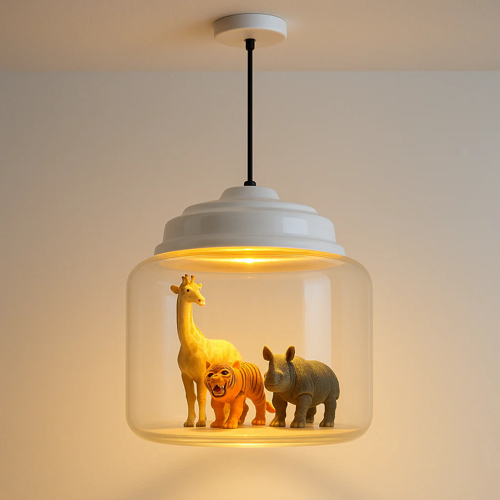 Luminária Pendente Infantil Moderno Vidro Metal LED Zoo - Image 2