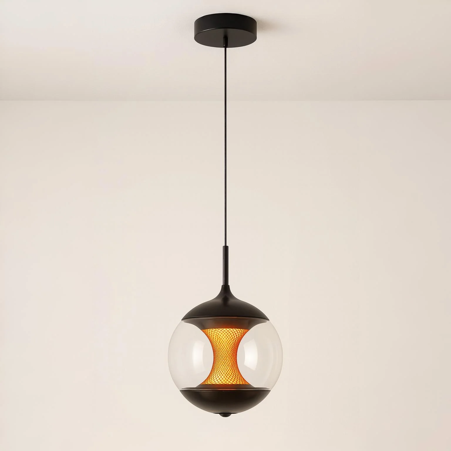 Luminária Pendente Moderno Minimalista Vidro Metal Globo LED Sunset