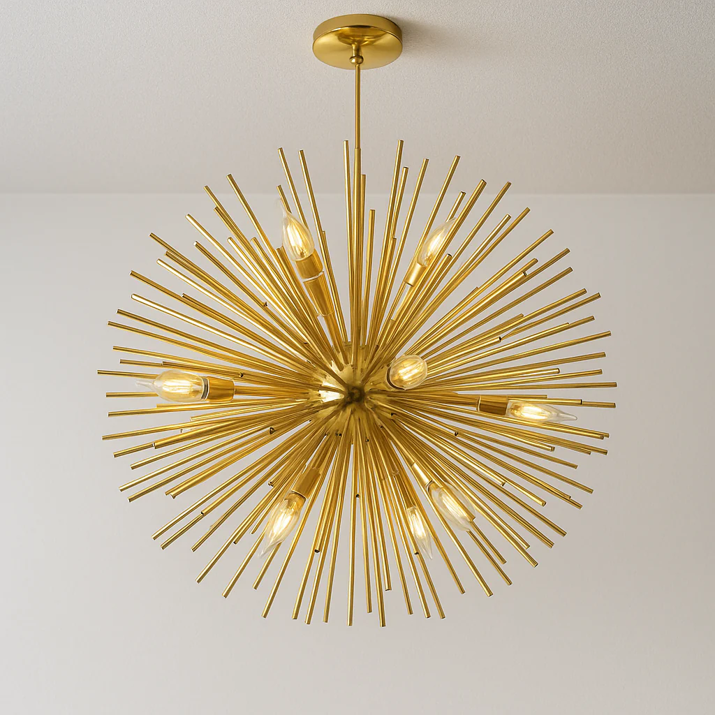 Luminária Pendente Moderno Retrô Vintage Metal Dourado Sun