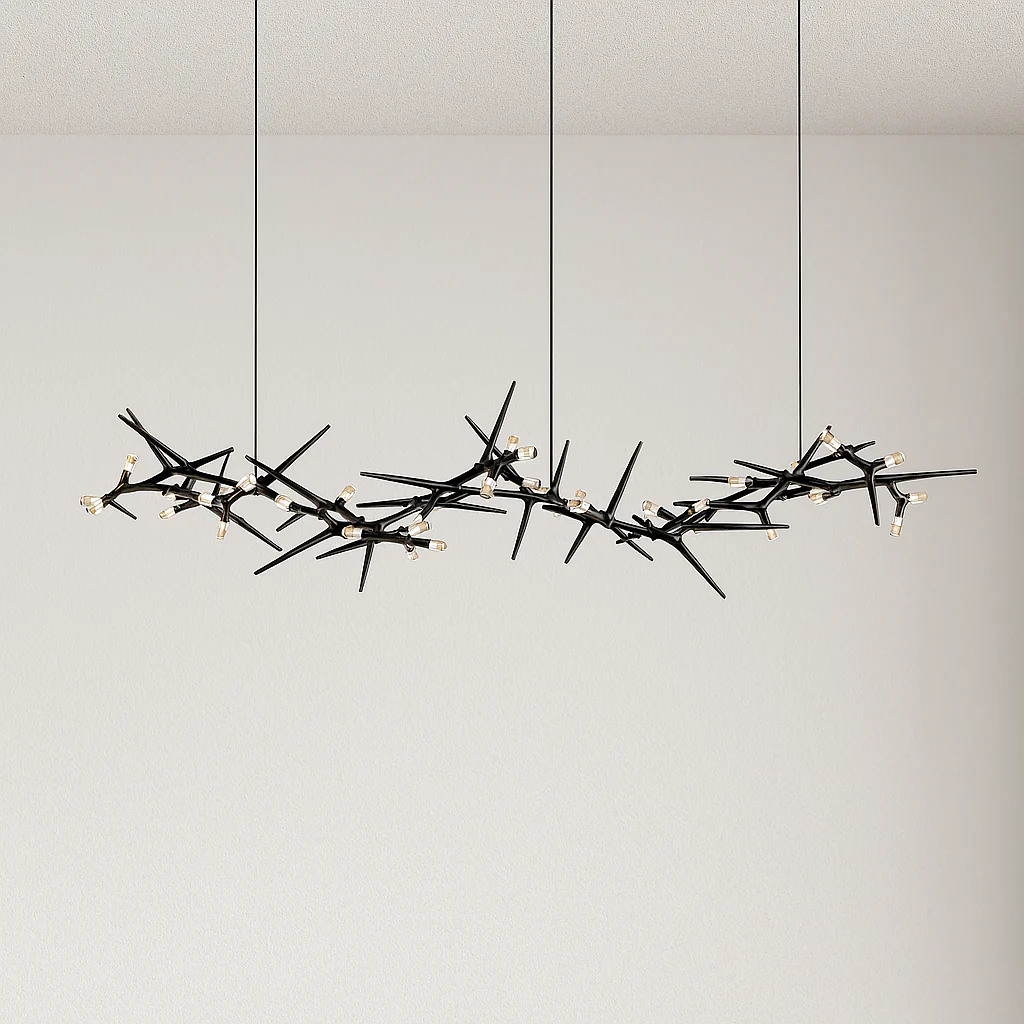 Luminária Pendente Moderno Minimalista Metal Linear Preto LED Ander