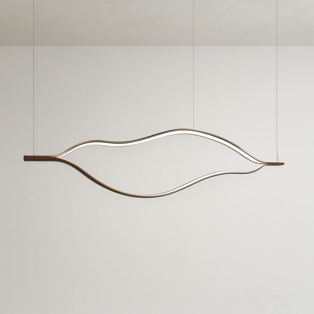 Luminária Pendente Moderno Minimalista Madeira Metal Linear LED Chops