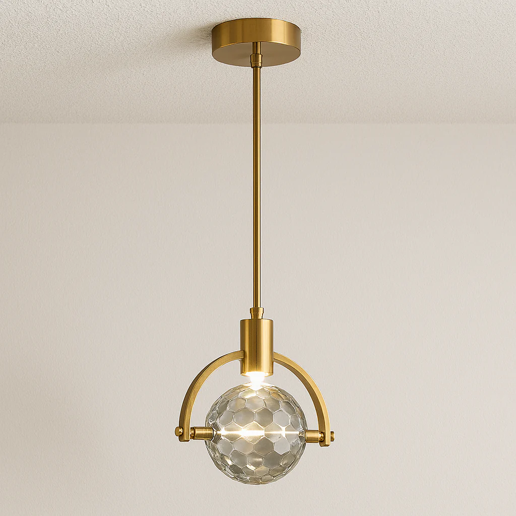 Luminária Pendente Moderno Minimalista Cristal Metal Globo Dourado Ball