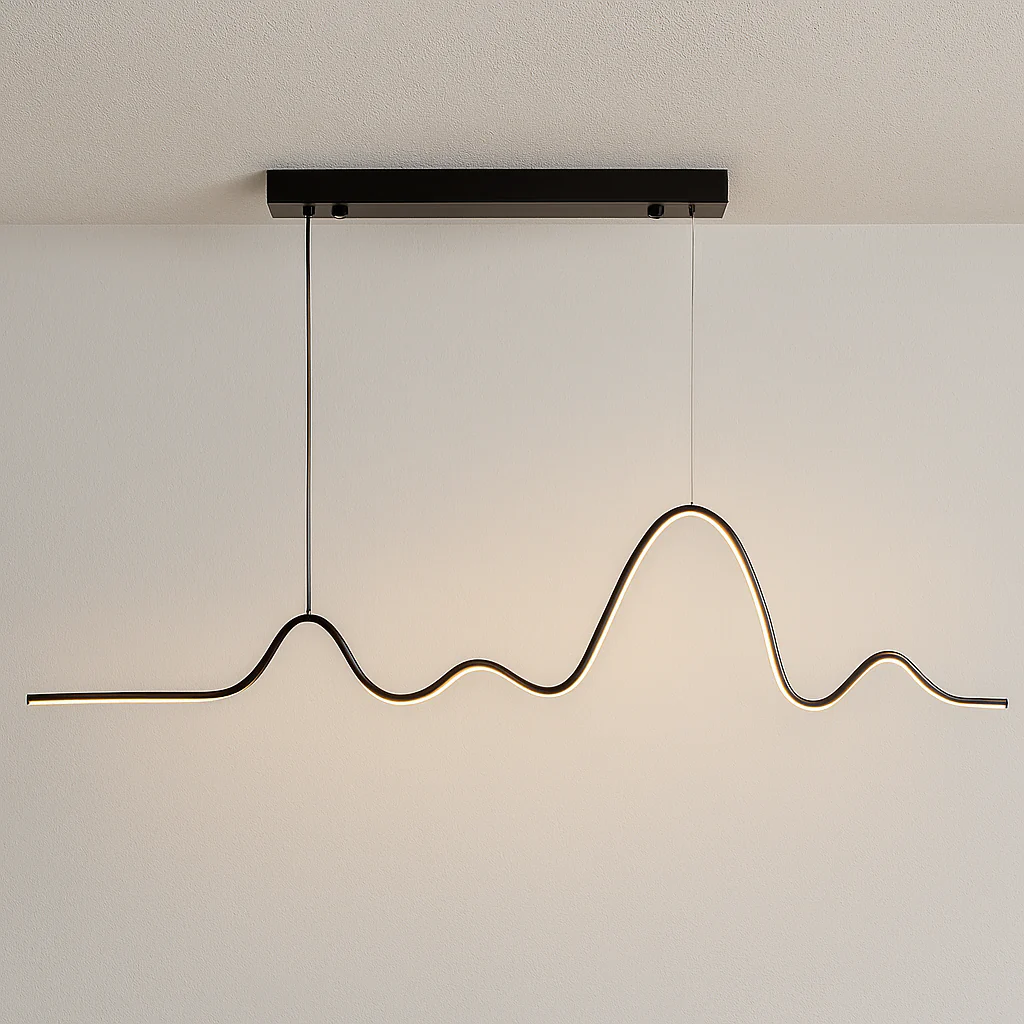 Luminária Pendente Moderno Minimalista Metal Linear LED Curves