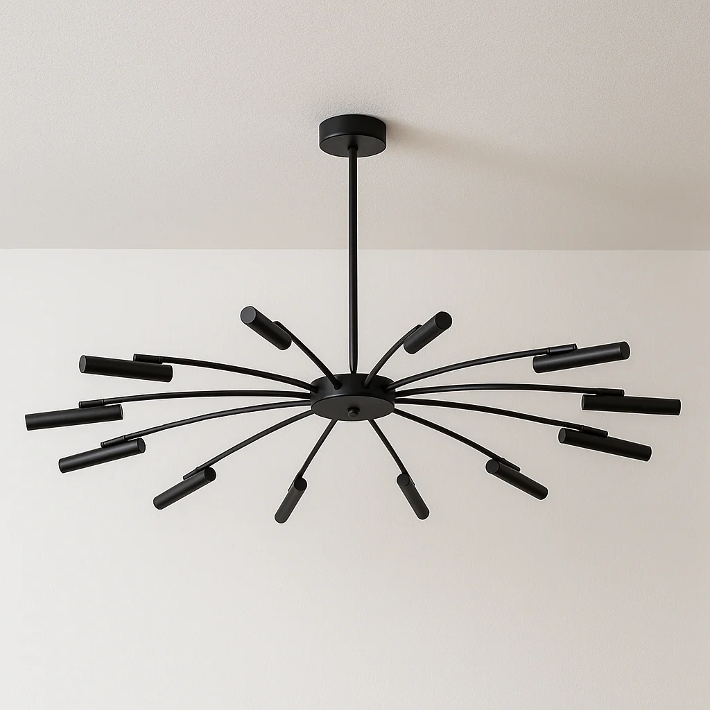Luminária Pendente Moderno Minimalista Metal Preto LED Ferris Wheel