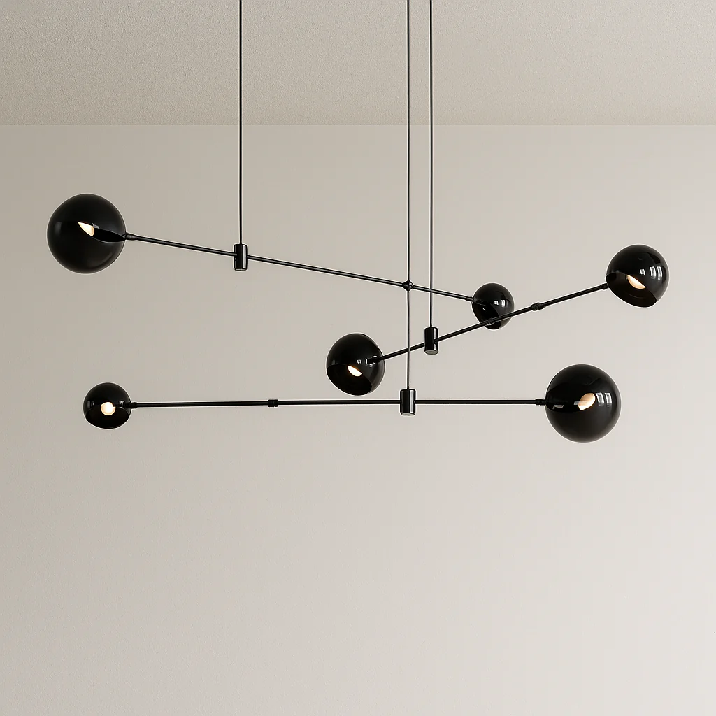 Luminária Pendente Articulado Moderno Minimalista Metal Globos Preto Fix - Image 3