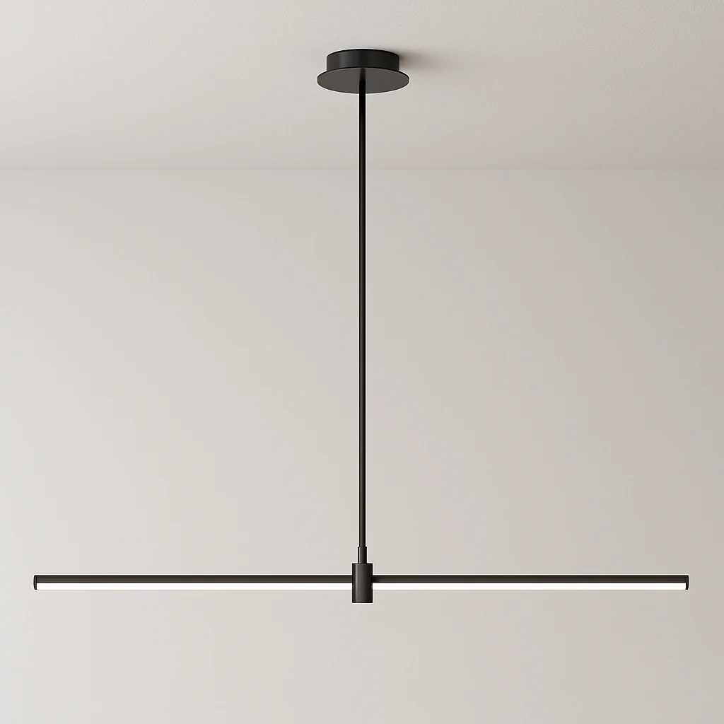 Luminária Pendente Moderno Minimalista Metal Linear Preto LED Jet