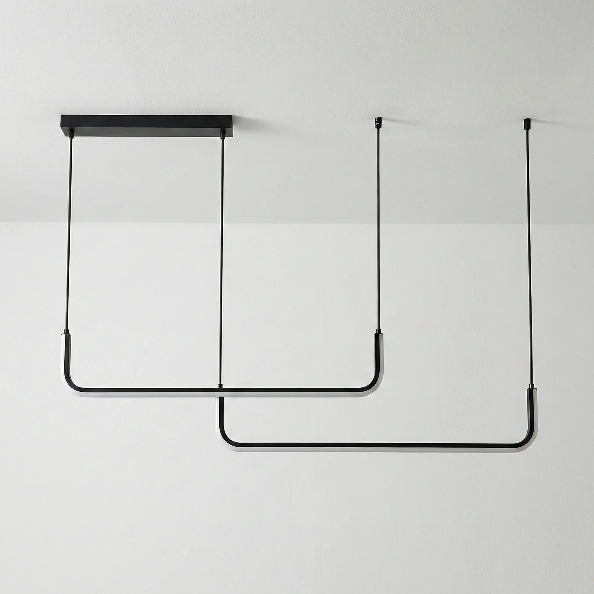 Luminária Pendente Moderno Minimalista Metal Linear Preto LED Linea - Image 2