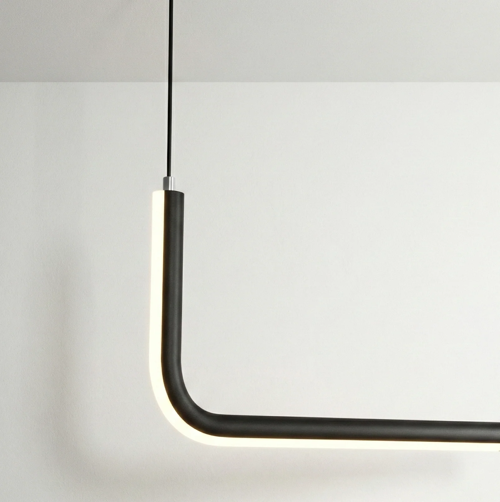Luminária Pendente Moderno Minimalista Metal Linear Preto LED Linea - Image 5