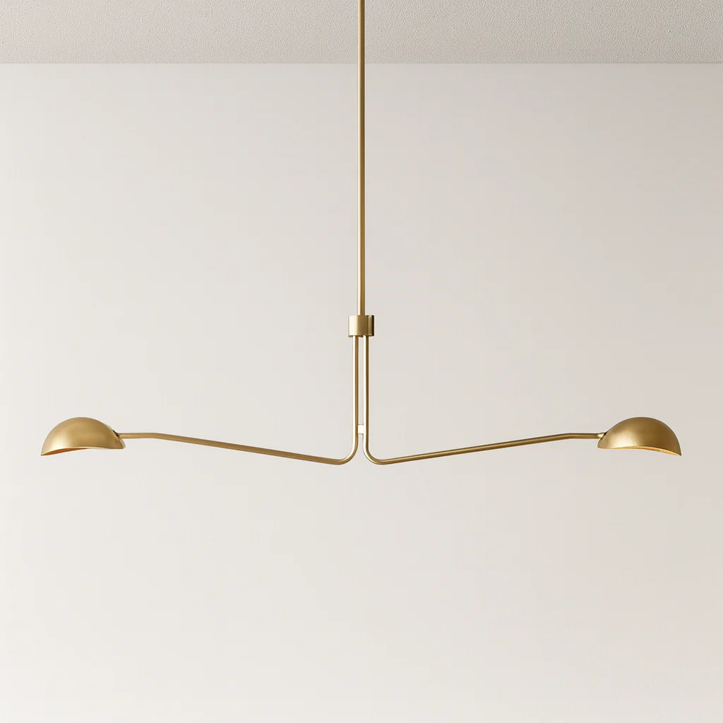 Luminária Pendente Moderno Minimalista Metal Linear Dourado Muslinger