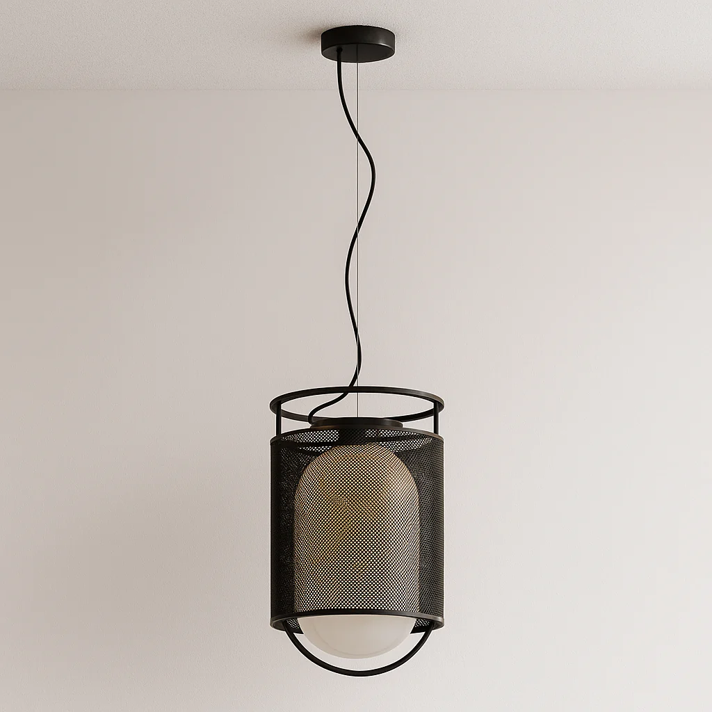 Luminária Pendente Industrial Moderno Vidro Metal Globo Preto Brisk
