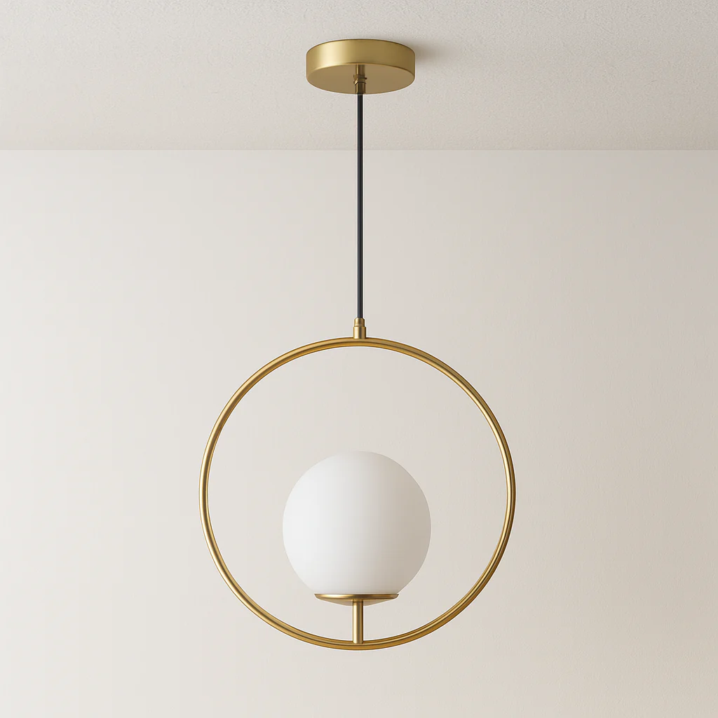 Luminária Pendente Moderno Minimalista Vidro Metal Globo Dourado Tirts