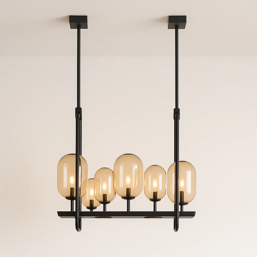 Luminária Pendente Moderno Minimalista Vidro Metal Globos Linear Âmbar Glow - Image 3