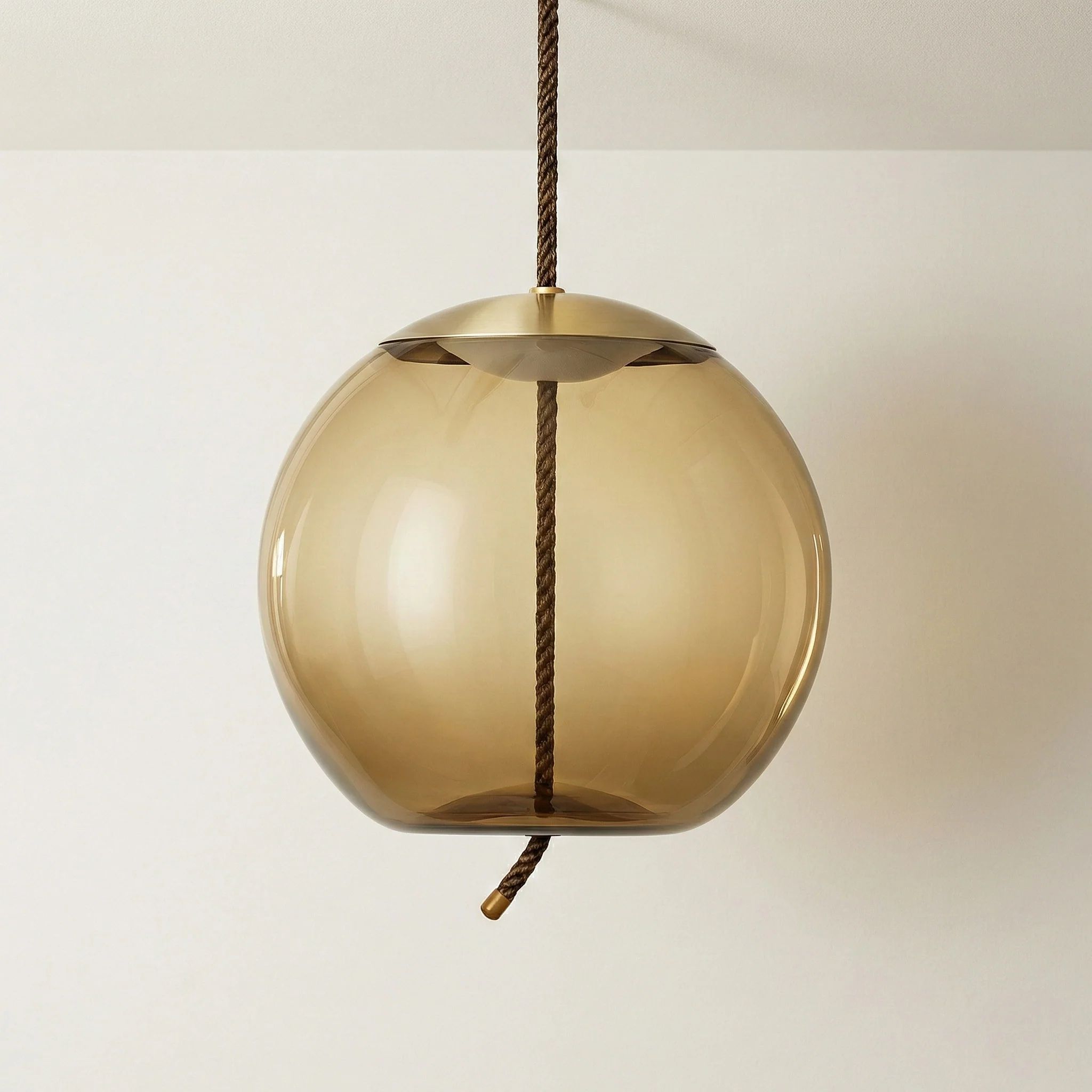 Luminária Pendente Moderno Minimalista Vidro Metal Globo LED Âmbar Knot - Image 3
