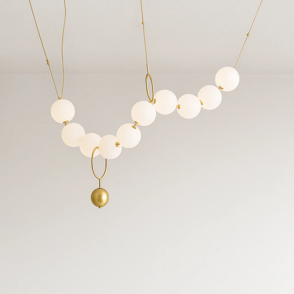 Luminária Pendente Moderno Minimalista Vidro Metal Globos Linear LED Ballari