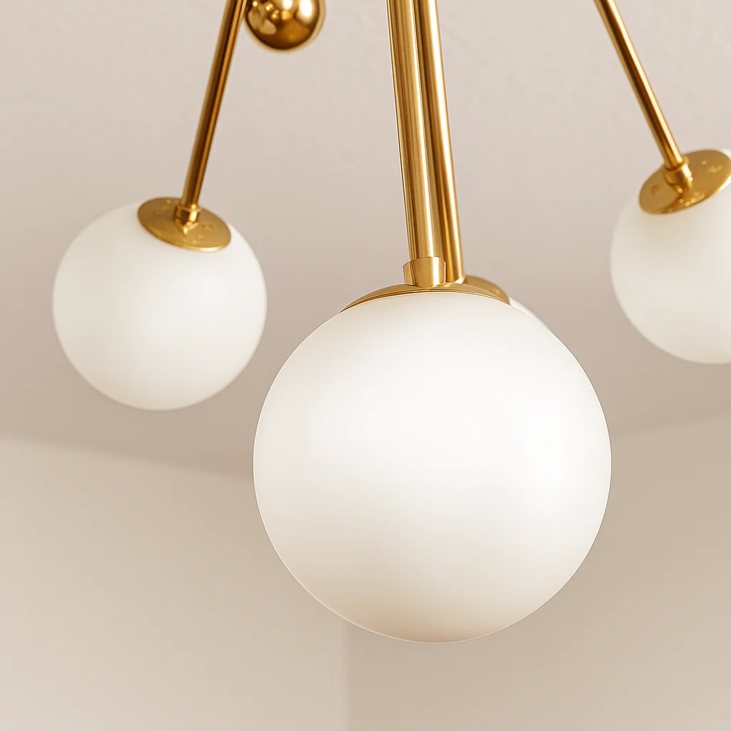 Luminária Pendente Moderno Minimalista Vidro Metal Globos Dourado Zaniffi - Image 5