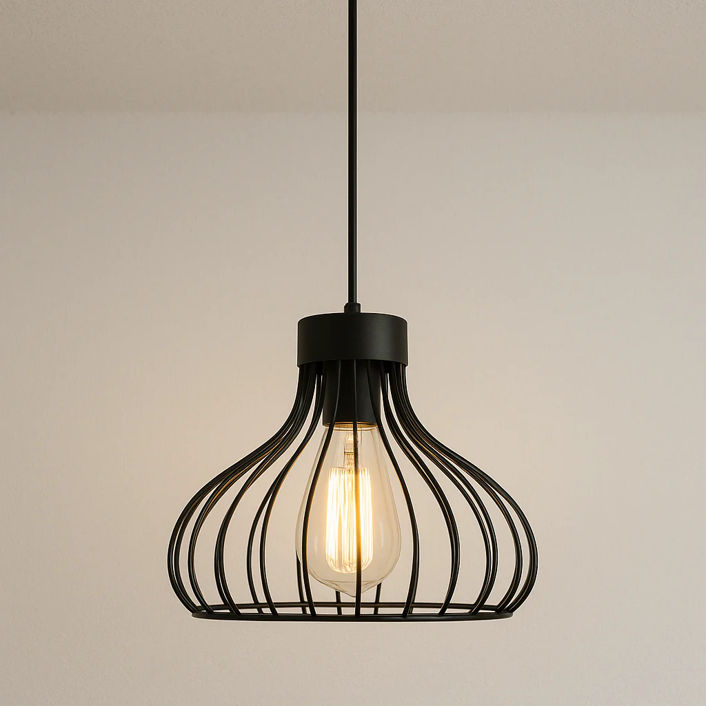 Luminária Pendente Industrial Retrô Vintage Metal Preto Aramado Cutt