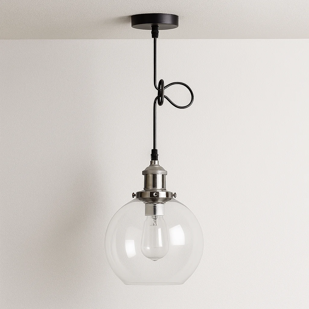 Luminária Pendente Industrial Retrô Vintage Vidro Metal Globo Loft