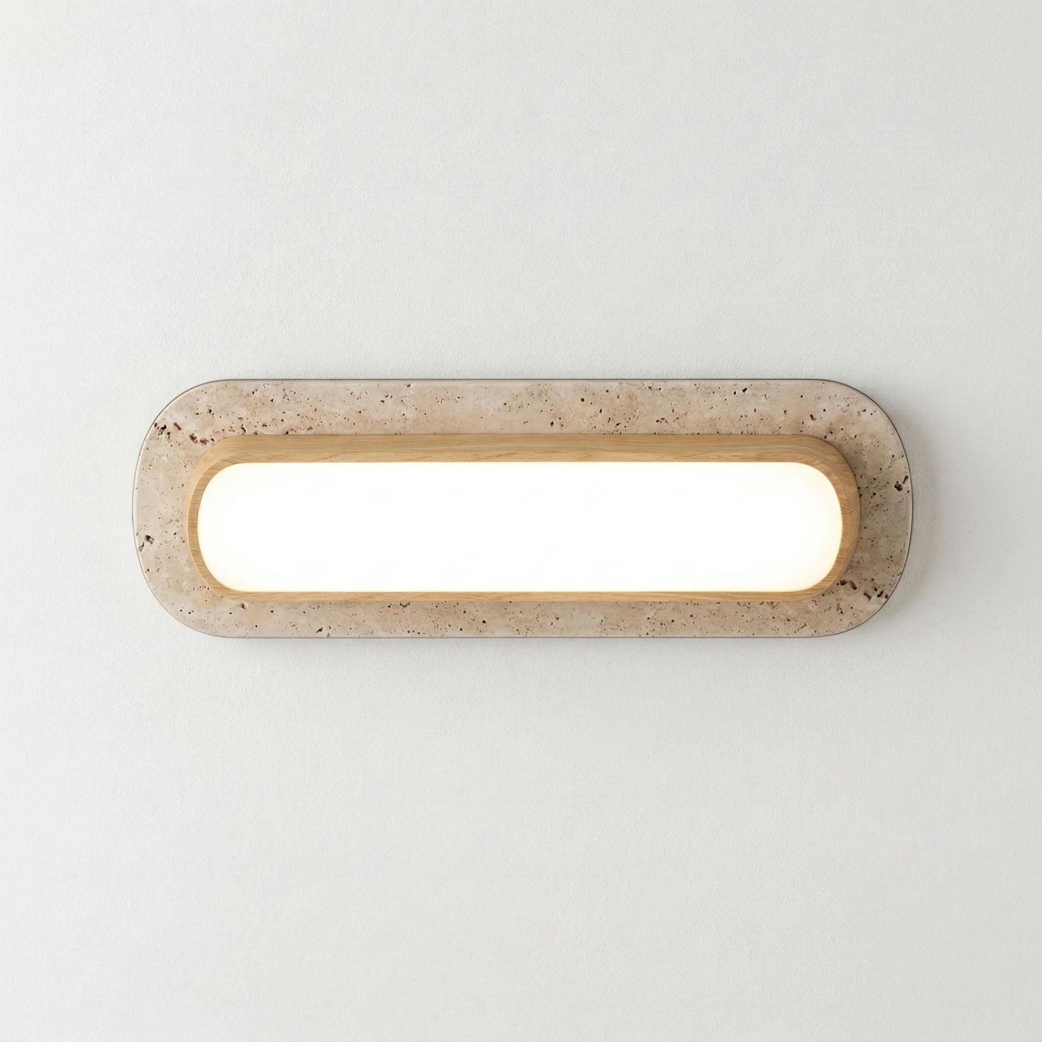Luminária de Teto Plafon Sobrepor Quadrado Moderno Minimalista Madeira Mármore Travertino LED Hornburg - Image 2