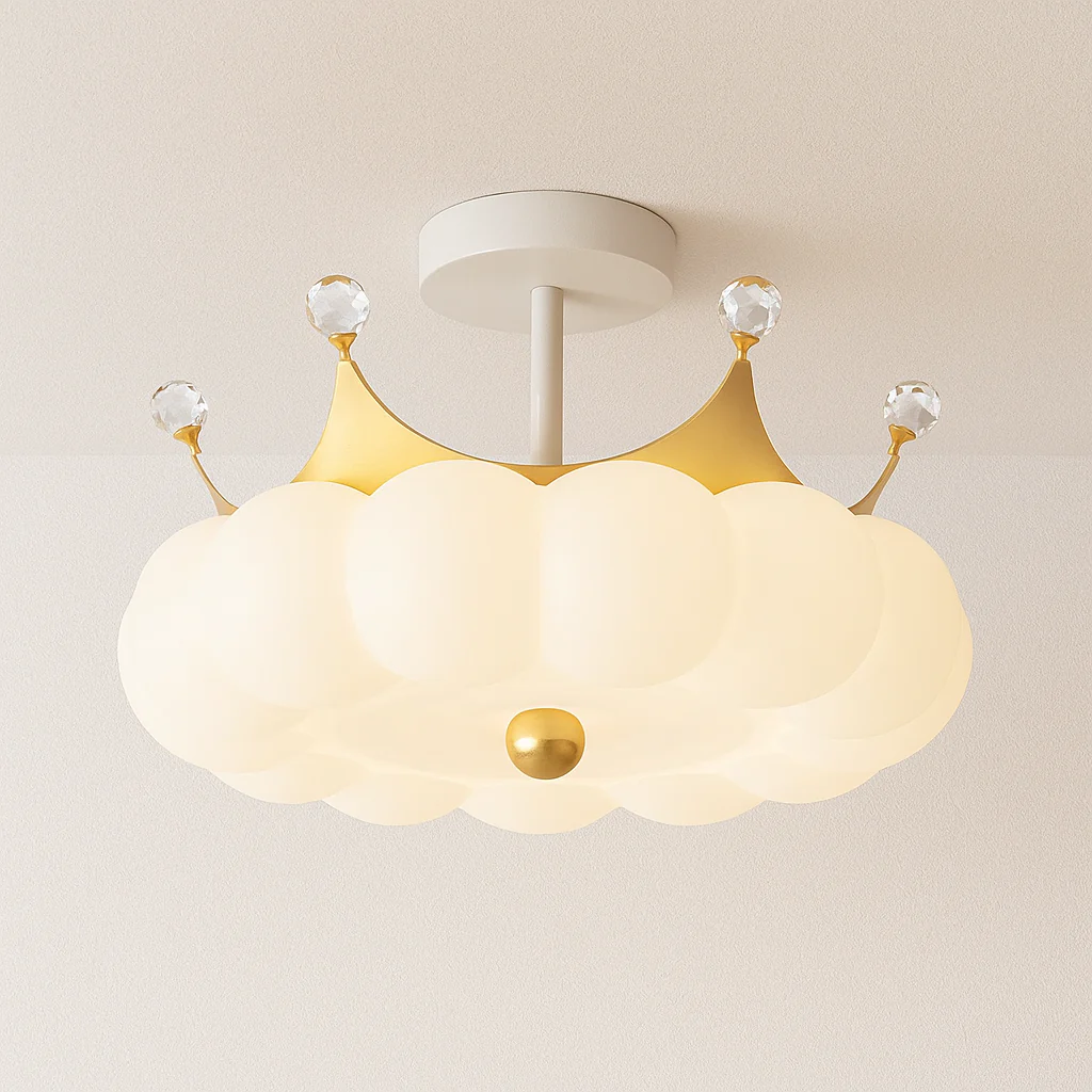 Luminária de Teto Plafon Sobrepor Orgânico Infantil Moderno Minimalista Resina Metal LED Crown - Image 2