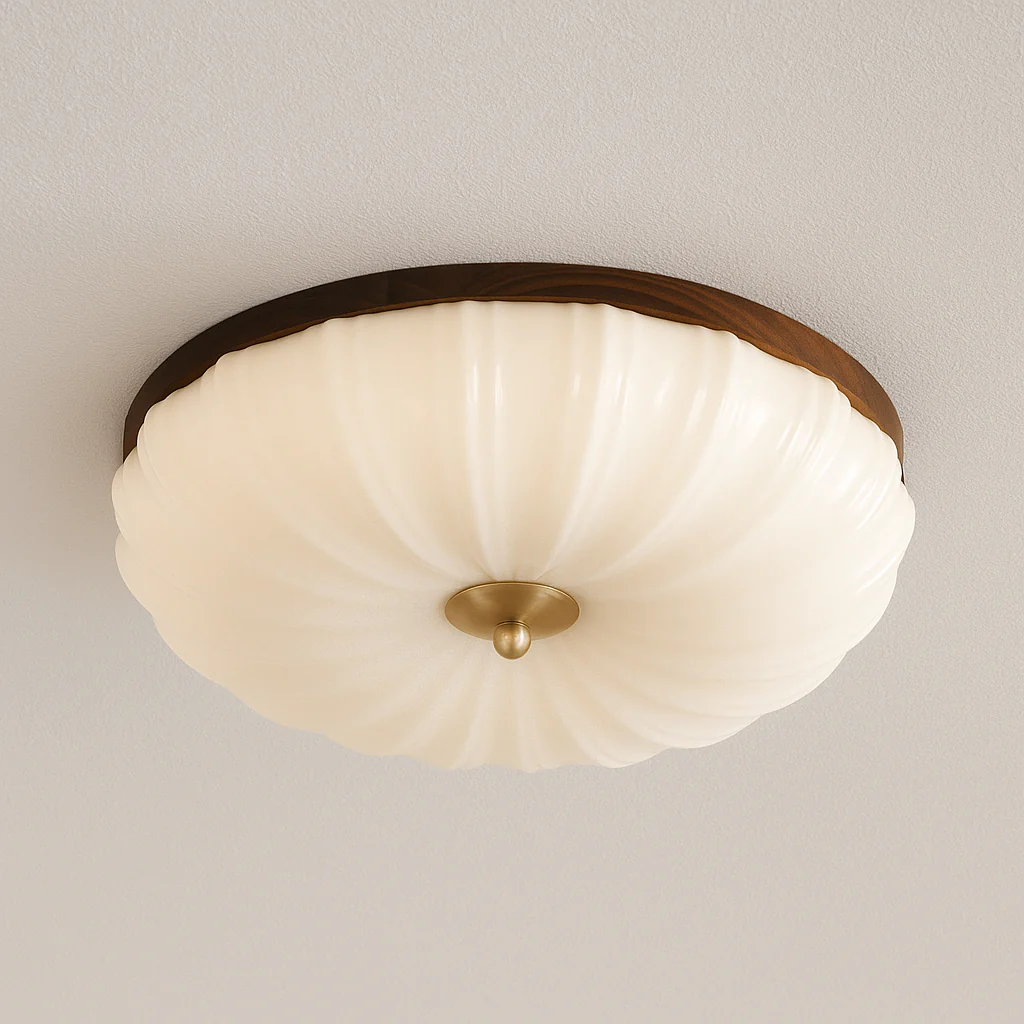 Luminária de Teto Plafon Sobrepor Redondo Moderno Minimalista Madeira LED Dalia