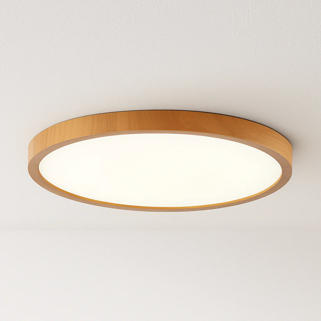 Luminária de Teto Plafon Sobrepor Redondo Moderno Minimalista Madeira LED Gongy - Image 2