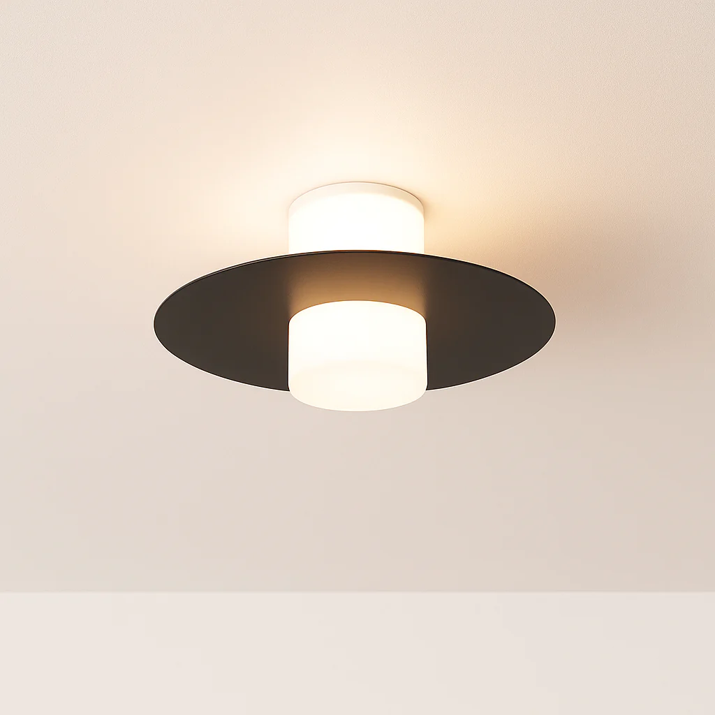 Luminária de Teto Plafon Sobrepor Redondo Moderno Minimalista Vidro Metal Branco LED Hyllie - Image 2