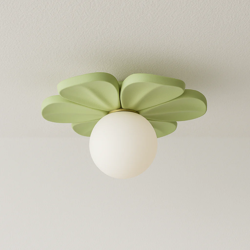 Luminária de Teto Plafon Sobrepor Orgânico Infantil Moderno Minimalista Resina Vidro Globo LED Petals - Image 2