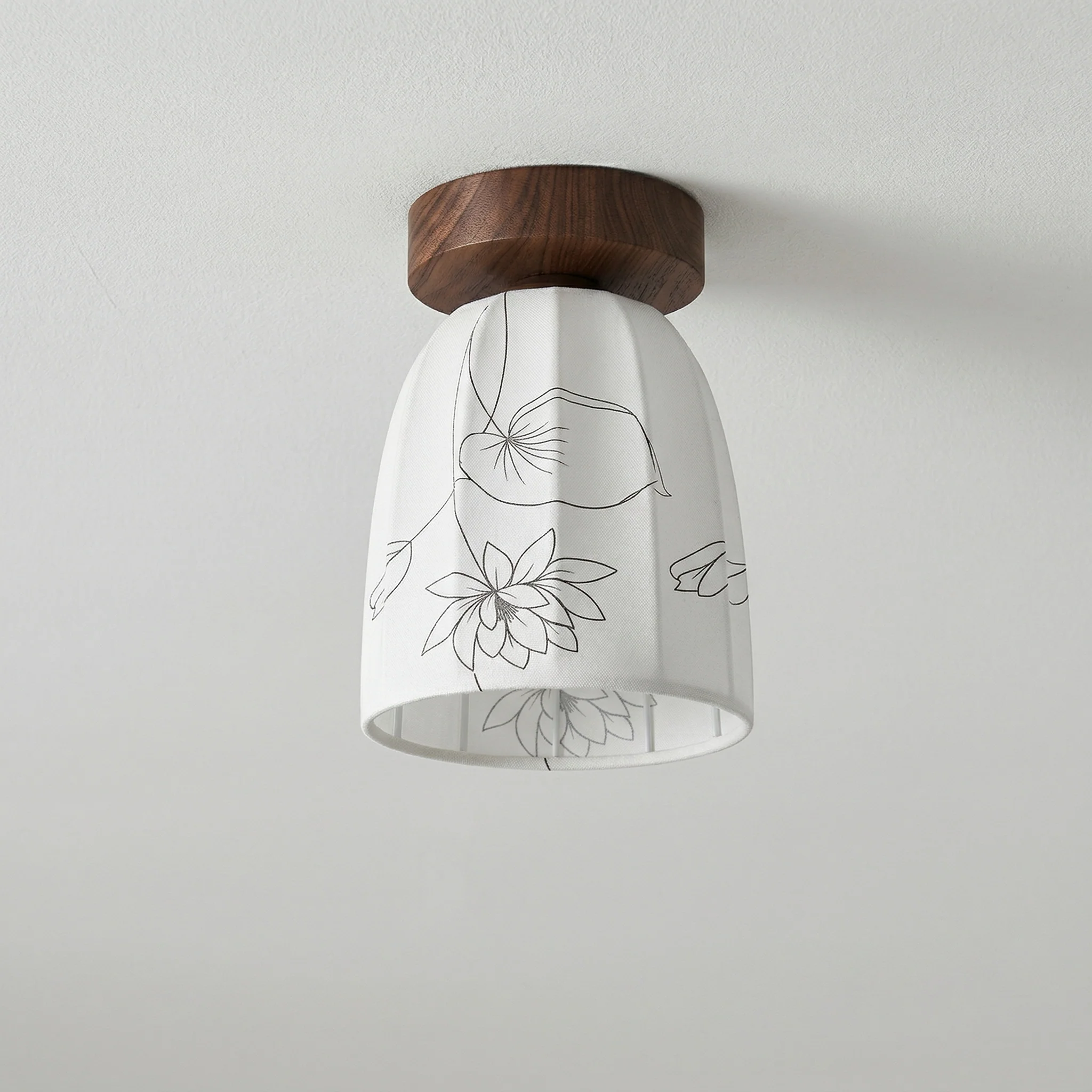Luminária Plafon Moderna Minimalista Madeira Tecido Dunedin