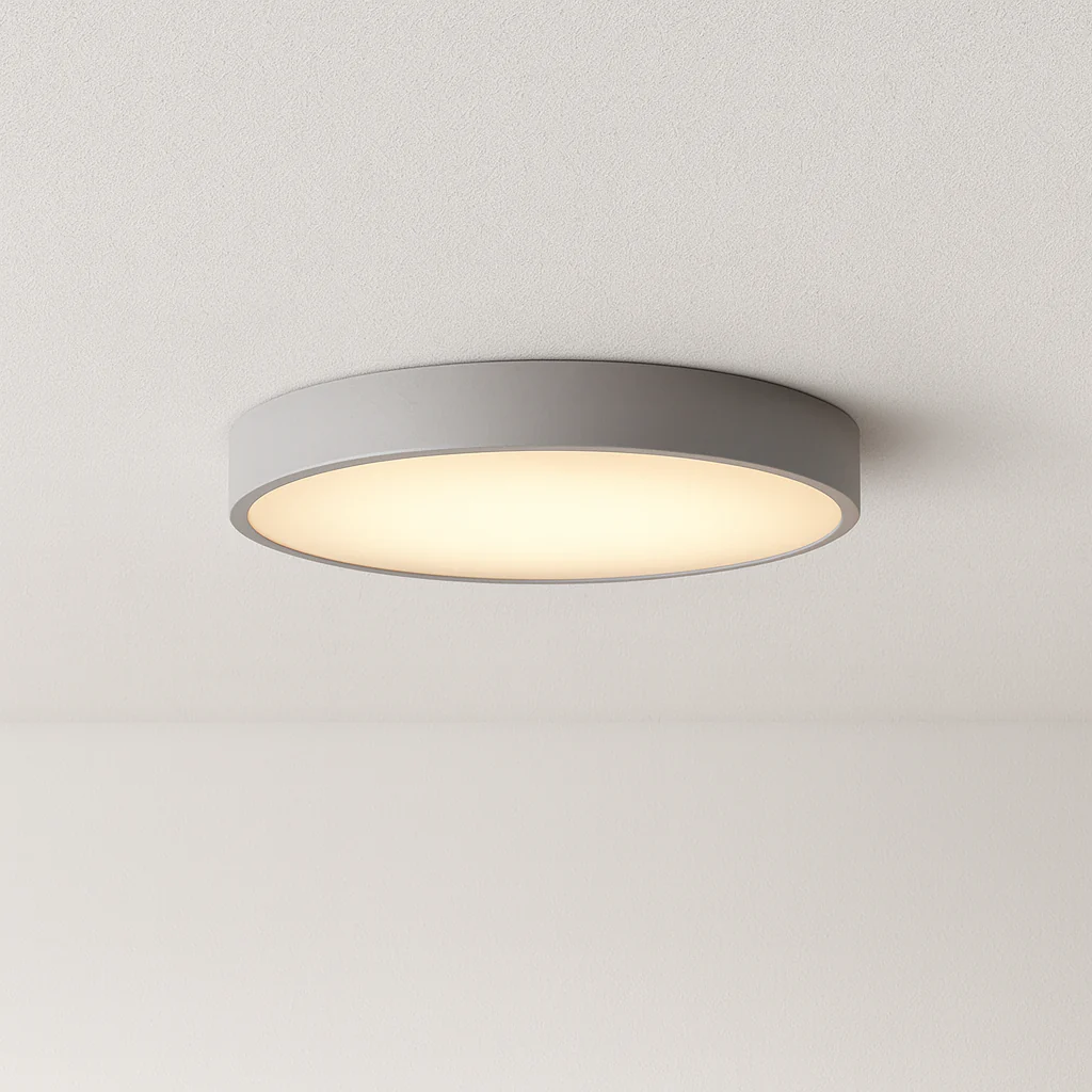 Luminária de Teto Plafon Sobrepor Redondo Moderno Minimalista Metal Prata LED Linden