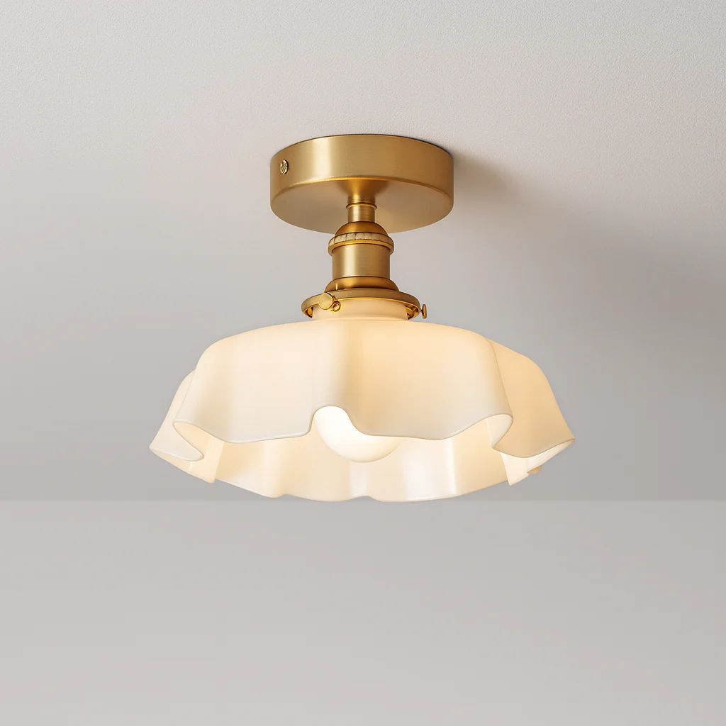 Luminária de Teto Plafon Sobrepor Orgânico Clássico Moderno Vidro Metal Leonis - Image 3