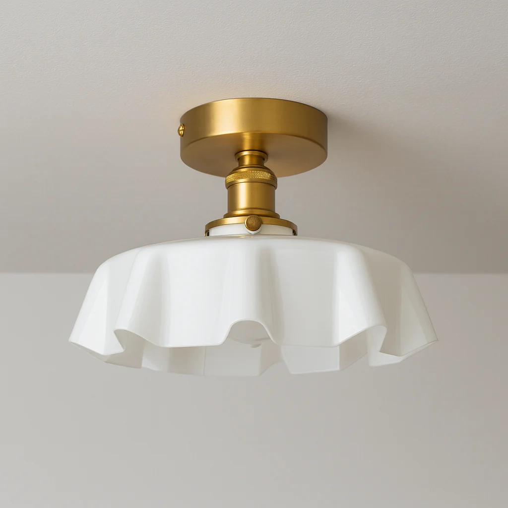 Luminária de Teto Plafon Sobrepor Orgânico Clássico Moderno Vidro Metal Leonis - Image 4