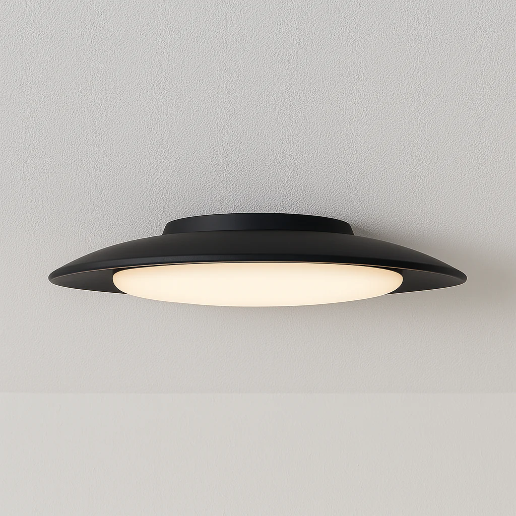 Luminária de Teto Plafon Sobrepor Redondo Moderno Minimalista Metal Preto LED Raven