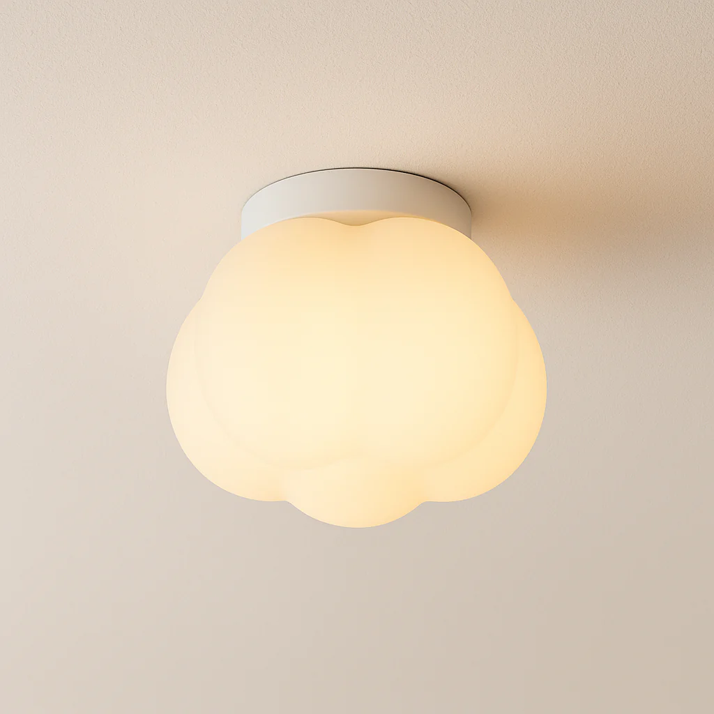Luminária de Teto Plafon Sobrepor Orgânico Moderno Minimalista Infantil Vidro Metal Globo Arago