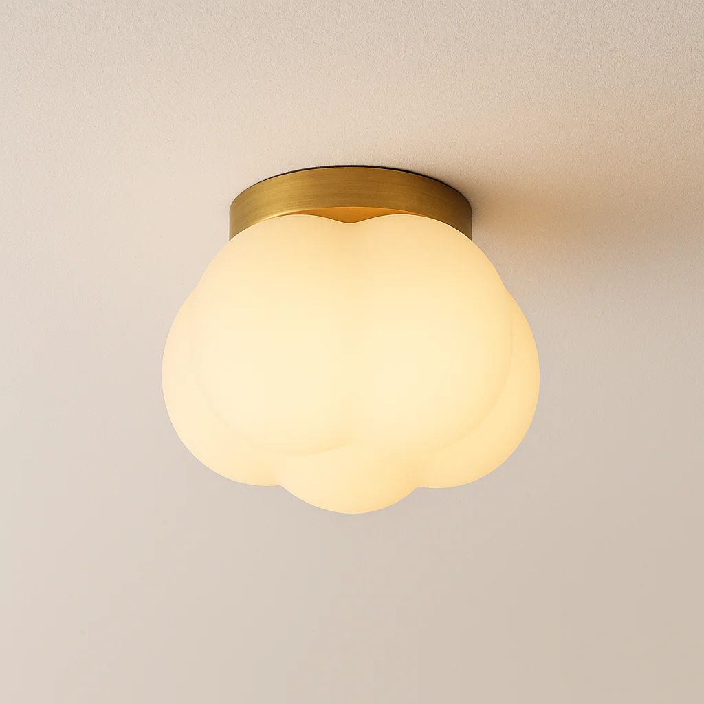 Luminária de Teto Plafon Sobrepor Orgânico Moderno Minimalista Infantil Vidro Metal Globo Arago - Image 2